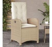 vidaXL Fauteuil de jardin avec coussin Réglable Beige Poly Rattan