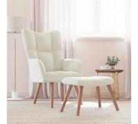 vidaXL Chaise de relaxation avec repose-pied Blanc crème Velours