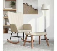vidaXL Chaise à bascule et repose-pied - Blanc crème velours