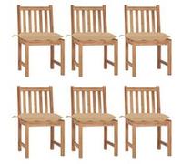 vidaXL Chaises de jardin en teck massif – Lot de 6 avec coussins