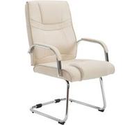 CLP Chaise Cantilever Attila Tissu avec Accoudoirs I Fauteuil Oscillant avec Piètement Luge Métal Chromé I Chaise De Salle A Manger Rembourrée, Couleur:crème