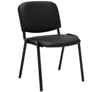CLP Trading GmbH Chaise visiteur Ken empilable simili cuir confortable dossier pieds métal Noir