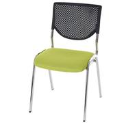 Chaise visiteur T401, chaise de conférence empilable, tissu/textile siège vert, pieds chromés