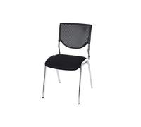 Chaise visiteur T401, chaise de conférence empilable, tissu/textile siège noir, pieds chromés