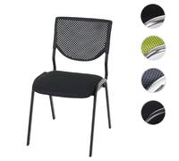 Chaise visiteur T401, chaise de conférence empilable, tissu/textile siège noir, pieds chromés