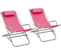 Chaises à bascule lot de 2 Acier Rose