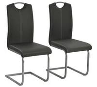 vidaXL 2X Chaise à Dîner Cantilever Similicuir Gris Chaise à Manger Cuisine