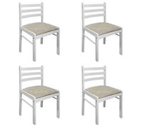 Chaises à manger en bois d'hévéa - CLARENCE - Lot de 4 - Blanc - Velours - 44x45x81 cm - Siège 40,5x40,5 cm