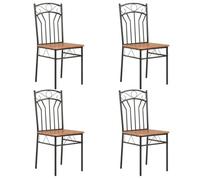 Chaises à manger en MDF - vidaXL - Lot de 4 - Brun - 40x48x86 cm - MDF et acier - Style industriel - Ergonomique