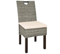 Chaises à manger en rotin - CLARENCE - Lot de 2 - Rotin Kubu - Bois de manguier - 46x57x96 cm - Coussins blancs