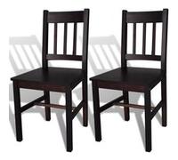 vidaXL 2X Bois de Pin Chaise Salle à Manger Marron Foncé Chaise de Cuisine