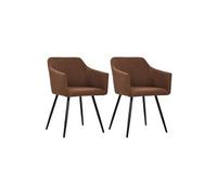Chaises à manger lot de 2 marron tissu