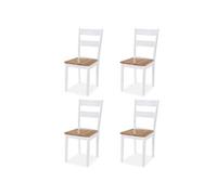 vidaXL Chaises de salle à manger lot de 4 Bois d'hévéa massif Blanc
