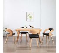 Chaises à manger lot de 4 noir bois courbé et similicuir Noir G