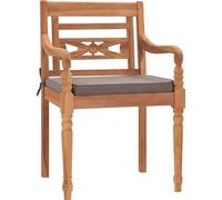 Chaises Batavia 2 pcs. avec coussins gris foncé teck massif