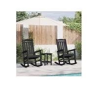 Chaises Berçantes de Jardin 2 pcs Noir 70x92x107.5 cm HDPE, Chaise Berçante de Jardin Noir 70x92x108 cm HDPE