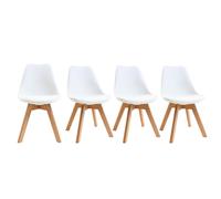 Chaises scandinaves blanc et bois clair massif (lot de 4) PAULINE