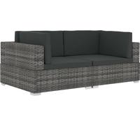 Chaises d'angles lot de 2 avec coussins Résine tressée Gris
