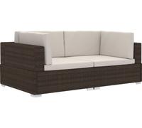 Chaises d'angles lot de 2 avec coussins Résine tressée Marron
