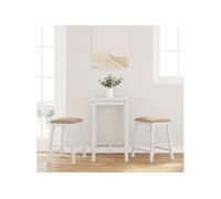 vidaXL Chaises de bar 2 pcs avec coussins Bois massif d'hévéa Blanc Marron G