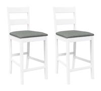 Chaises de bar, CLOUD, avec coussins, 2 pcs, pour Cuisine, Salon, Bar, Café, blanc bois massif d'hévéa LV865