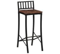 Chaises de Bar en Bois Massif Recyclé 2 Pièces avec Repose-Pieds | Bois récupéré teck manguier pin hêtre, fait main, coloris variés, usage cuisine salle à manger salon