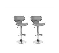 Chaises de bar en simili-cuir gris CONWAY - BELIANI - Lot de 2 - Métal - Contemporain - Réglable en hauteur