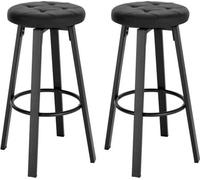 Chaises de bar ergonomiques couleur anthracite - Avec assise en plastique noir - Hauteur 60-82 cm - Lot de 2 - Chaises de cuisine et de bar