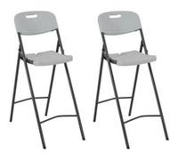 vidaXL Chaises de bar pliantes 2 pcs. PEHD et acier blanc