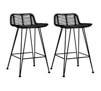 vidaXL Chaises de bar 2 pcs Noir Rotin