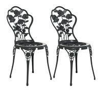 Chaises de bistro lot de 2 Aluminium coulé Noir