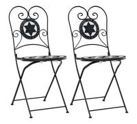 Chaises de bistro pliables lot de 2 noir et blanc céramique