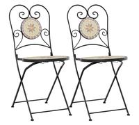 Chaises de bistro pliables lot de 2 terre cuite blanc céramique