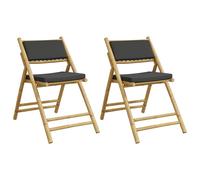 Chaises de bistro pliantes lot de 2 coussins gris foncé bambou