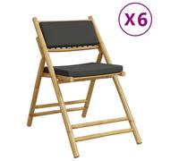 Chaises de bistro pliantes lot de 6 coussins gris foncé bambou