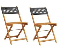 vidaXL Chaises de bistrot lot de 2 – Bois massif acacia et poly rotin Noir