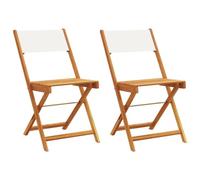 vidaXL Chaises de bistrot 2 pcs. Blanc crème Bois massif Acacia & Tissu