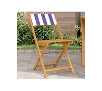 vidaXL Chaises de bistrot 2 pcs. Bleu et Blanc Bois Massif Acacia & Tissu