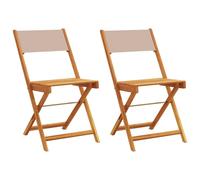 Chaises de bistrot lot de 2 taupe bois d'acacia massif et tissu