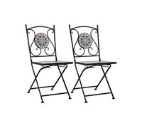vidaXL Chaises de bistrot en mosaïque – lot de 2 – Gris