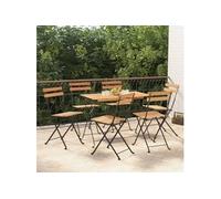 vidaXL Chaises de bistrot pliantes 6 pcs Bois de teck massif et acier