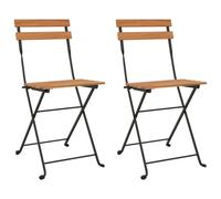 Chaises de bistrot pliantes lot de 2 Bois de teck solide acier