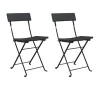 Chaises de bistrot pliantes lot de 2 Noir Résine tressée acier