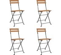 Chaises de bistrot pliantes lot de 4 Bois teck solide et acier