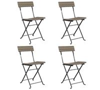 Chaises de bistrot pliantes lot de 4 Gris Résine tressée acier