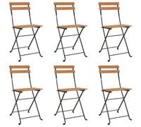 Chaises de bistrot pliantes lot de 6 Bois de teck solide acier