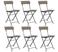 Chaises de bistrot pliantes lot de 6 Gris Résine tressée acier