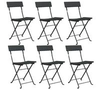 Chaises de bistrot pliantes lot de 6 Noir Résine tressée acier
