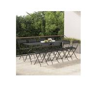 vidaXL Chaises de bistrot 8 pcs. Pliable Noir Poly Rotin et Acier