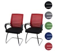 Mendler – Chaises de conférence HWC-K51 – piétement luge, charge 150 kg, tissu rouge – Lot de 2